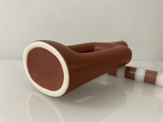 Image 1 of Red Brown Candlestick Of Ceramic By Hestia Design