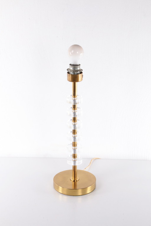 Lampe de table Regency en plexiglas Lucite Brass 1970,Italie