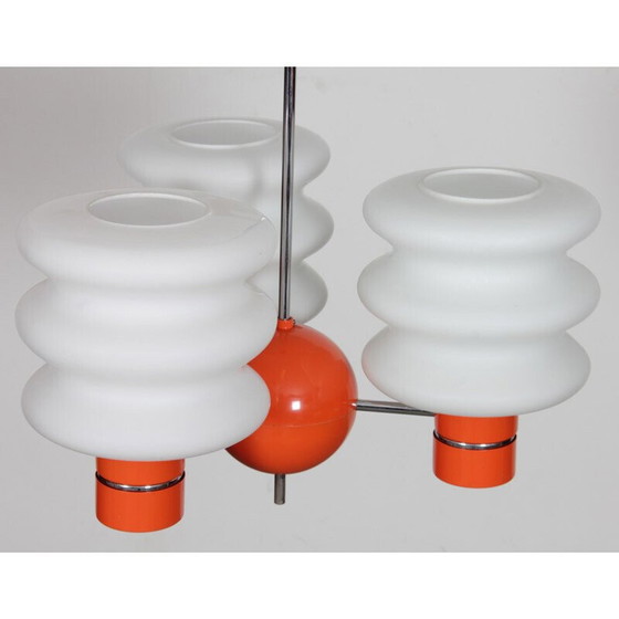 Image 1 of Vintage glass and metal pandent lamp by Napako, Czech 1970