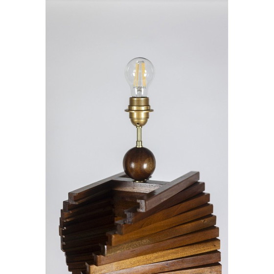 Image 1 of Vintage sculptural lamp base in varnished wood, France 1980