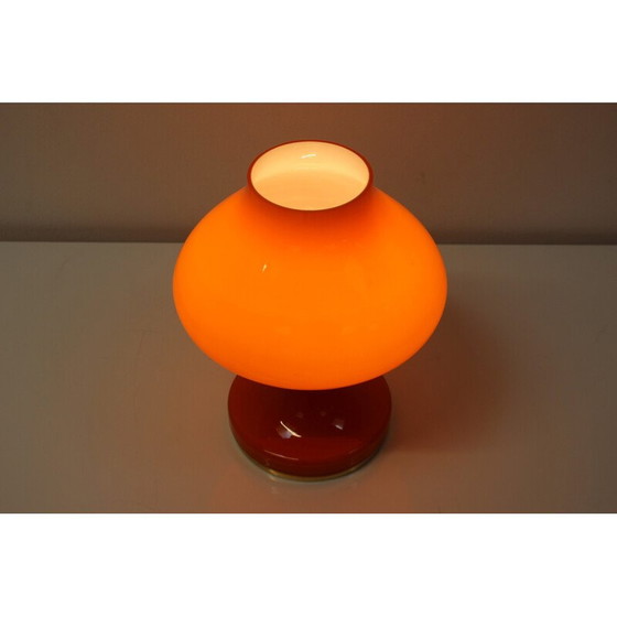 Image 1 of Vintage orange glass table lamp by Valasske Mezirici, Czechoslovakia 1970s