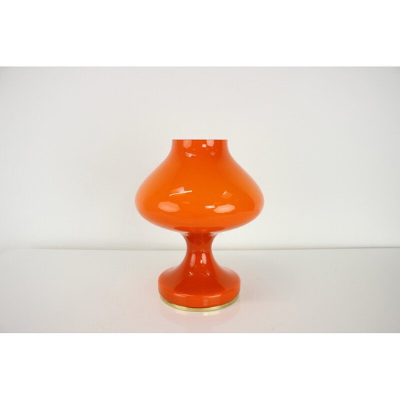 Image 1 of Vintage orange glass table lamp by Valasske Mezirici, Czechoslovakia 1970s