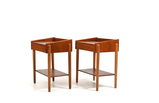 Teak and Oak Nightstands by Børge Mogensen for Søborg Møbelfabrik, 1950s, Set of 2