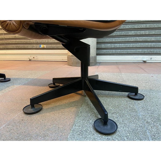 Image 1 of Set di 5 poltrone vintage in pelle marrone