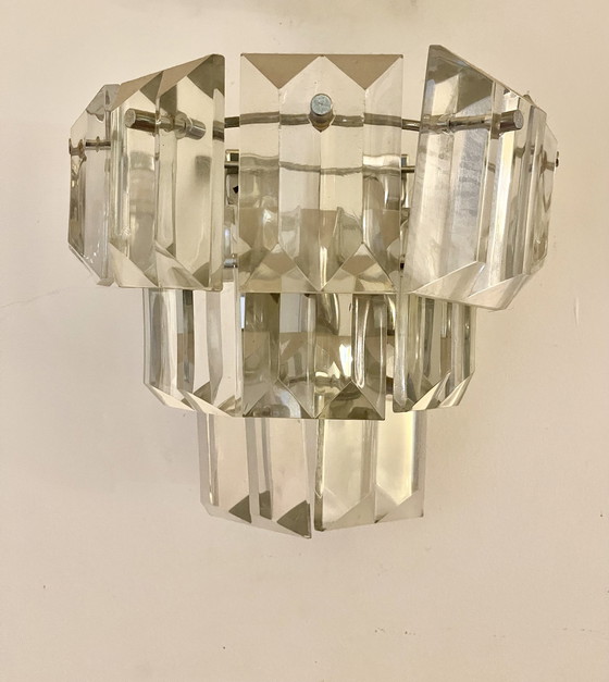 Image 1 of Kinkeldey Paire Of Glass Crystal Wall Lighting, Austria 1970