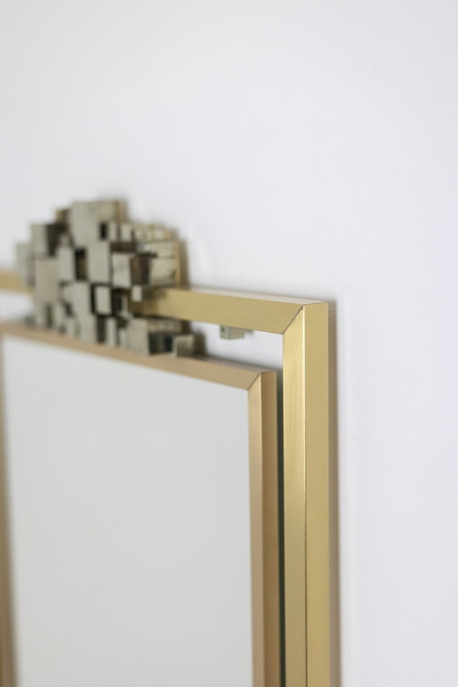 Boizot" model mirror in Brass, Varnish finish. Contemporary.