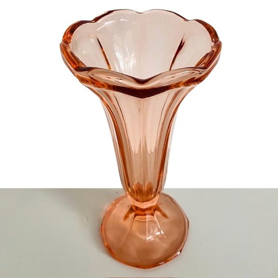 Image 1 of Vaso Art Déco in vetro rosa rosa, anni '30