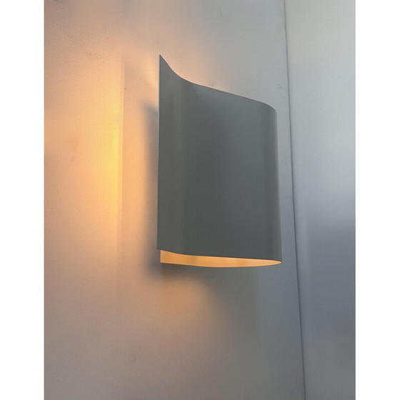 Image 1 of Pair of vintage wall lamp in curved white lacquered metal, France 1980
