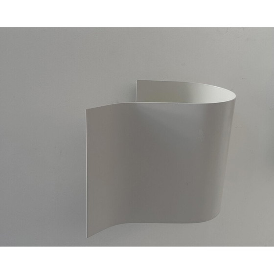 Image 1 of Pair of vintage wall lamp in curved white lacquered metal, France 1980