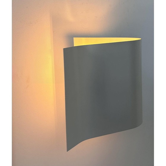 Image 1 of Pair of vintage wall lamp in curved white lacquered metal, France 1980