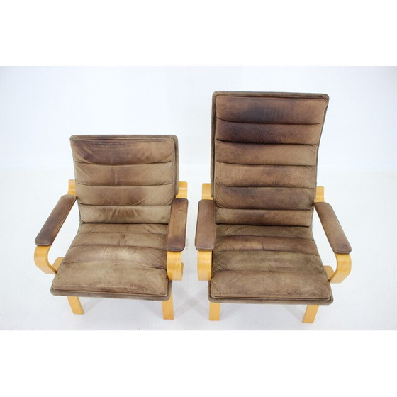 Image 1 of Pair of vintage "Contino" leather armchairs by Yngve Ekström, Sweden 1970s