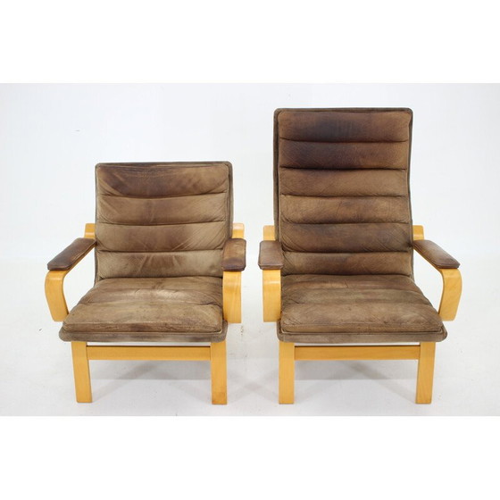 Image 1 of Pair of vintage "Contino" leather armchairs by Yngve Ekström, Sweden 1970s