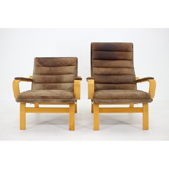 Image 1 of Pair of vintage "Contino" leather armchairs by Yngve Ekström, Sweden 1970s
