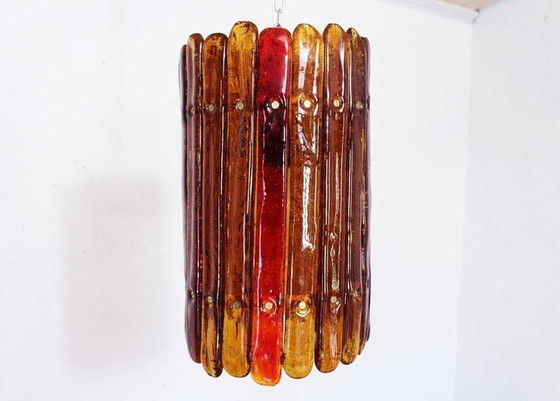 Image 1 of Amber Glass Pendant Lamp By Felipe Derflingher For Feders 1960S 