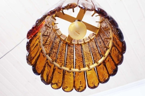 Image 1 of Amber Glass Pendant Lamp By Felipe Derflingher For Feders 1960S 