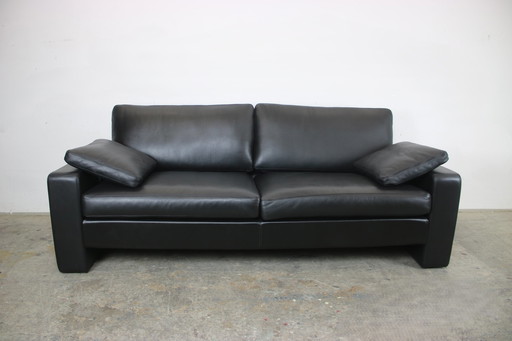 Cor Conseta three-seater couch designer sofa genuine leather black