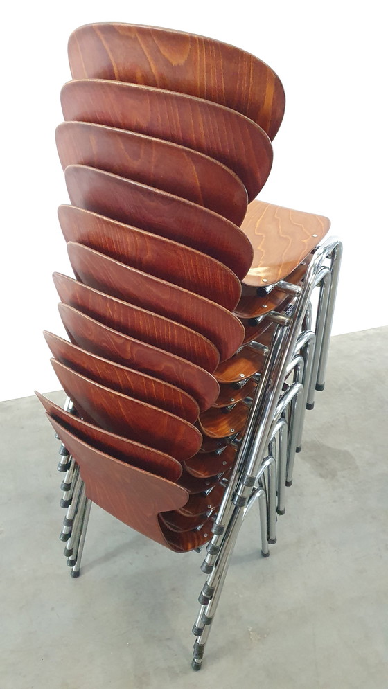 Image 1 of 12x Eromes pagholz industrial stackable designer chair