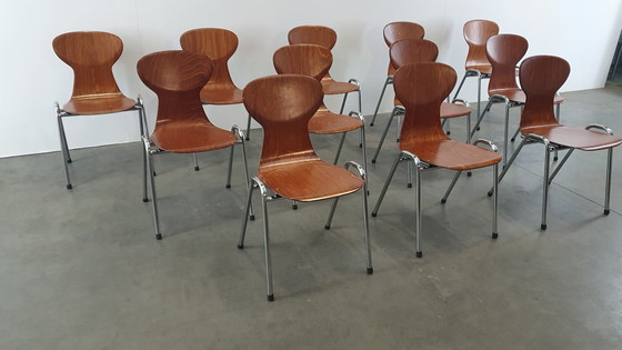 Image 1 of 12x Eromes pagholz industrial stackable designer chair