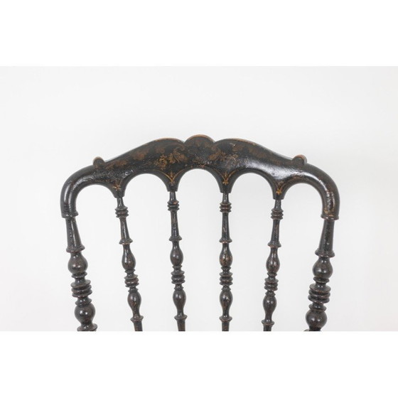 Image 1 of Vintage cane chair in turned and blackened wood, France