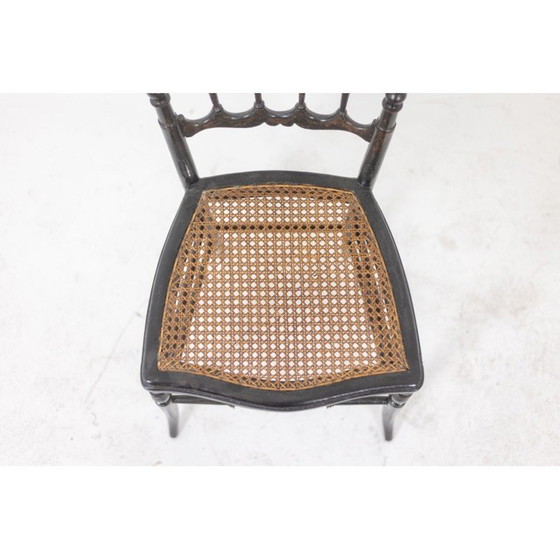 Image 1 of Vintage cane chair in turned and blackened wood, France