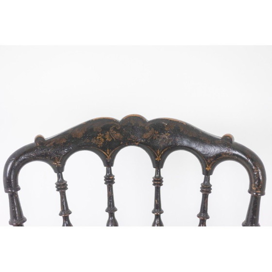 Image 1 of Vintage cane chair in turned and blackened wood, France