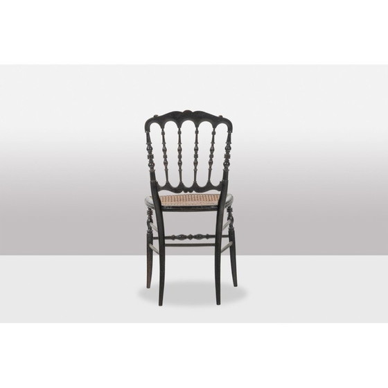 Image 1 of Vintage cane chair in turned and blackened wood, France