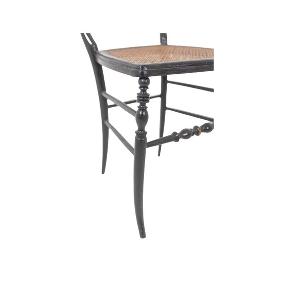 Image 1 of Vintage cane chair in turned and blackened wood, France