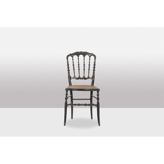 Image 1 of Vintage cane chair in turned and blackened wood, France