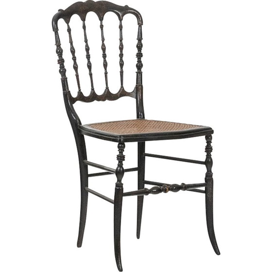 Image 1 of Vintage cane chair in turned and blackened wood, France