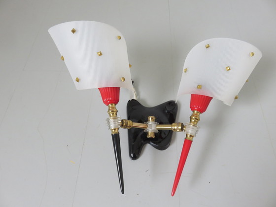 Image 1 of Pair Of Double Wall Lights, France, 50s 60s