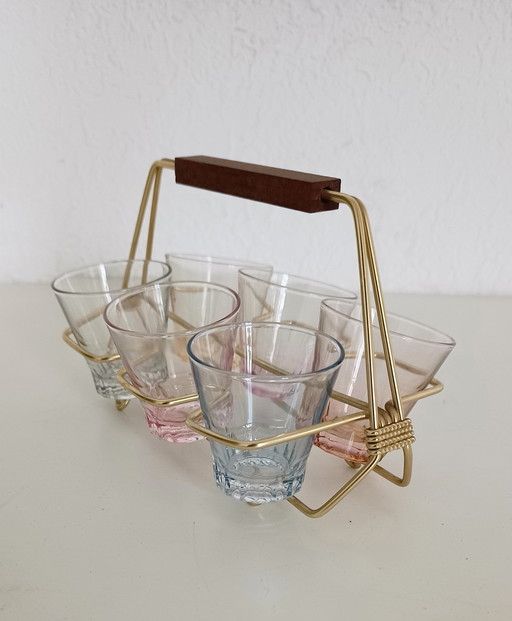 Set Fifties Water Glasses In Holder