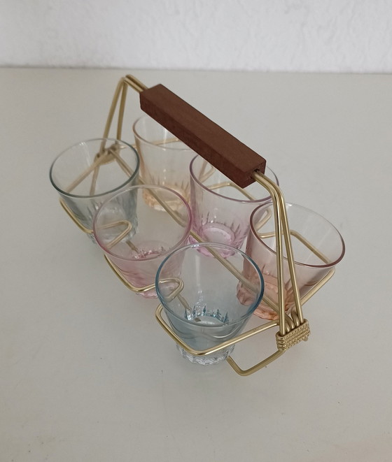 Image 1 of Set Fifties Water Glasses In Holder