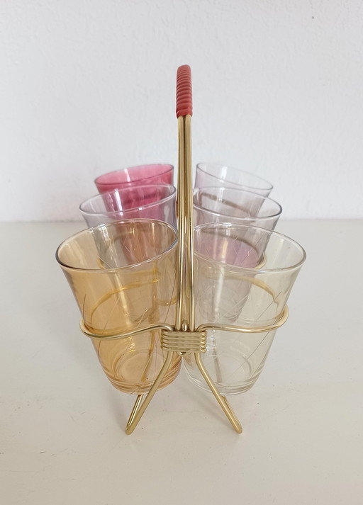 Set Fifties Water Glasses In Holder