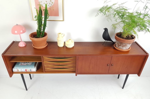 Vintage Danish Sideboard Teak Veneer High Model