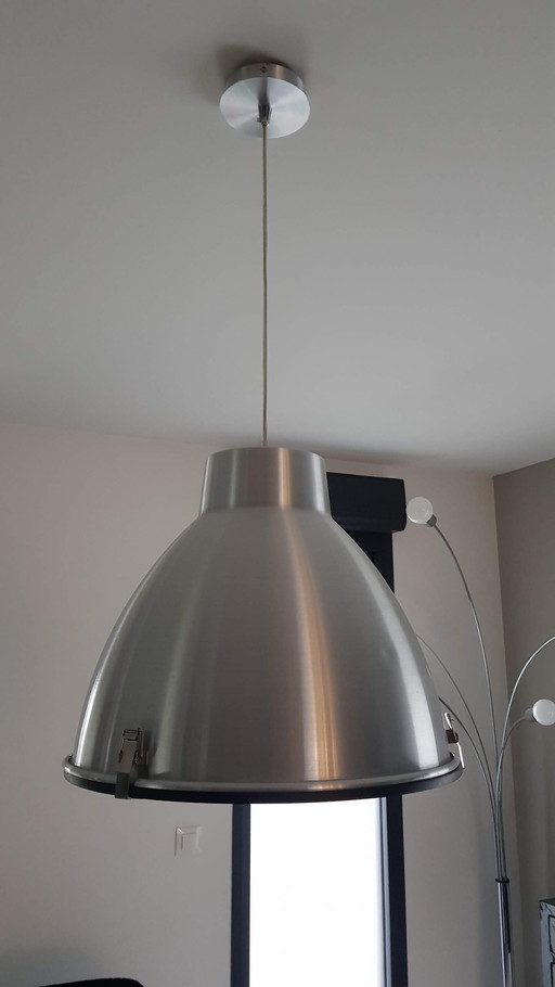 Industrial Style Brushed Aluminium Hanging Fixture - Diam 42Cm