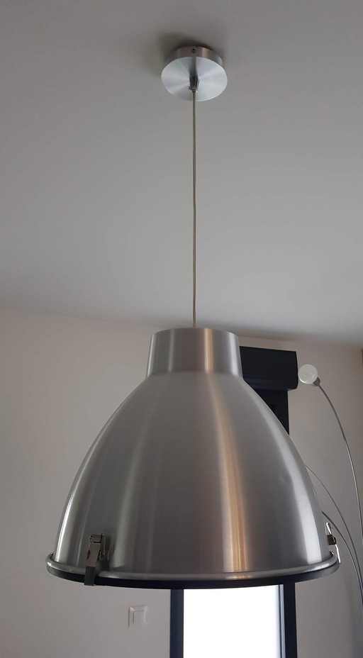 Industrial Style Brushed Aluminium Hanging Fixture - Diam 42Cm