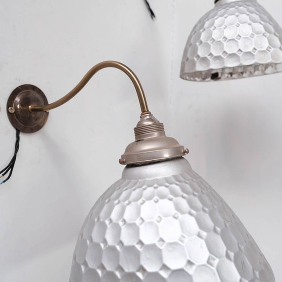 Image 1 of Pair of vintage Mercury glass wall lamps, France 1930s