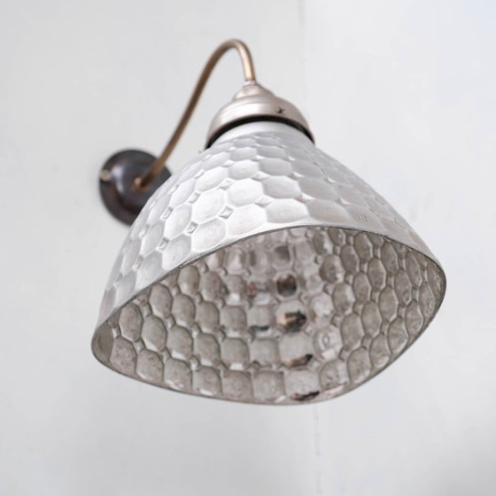 Image 1 of Pair of vintage Mercury glass wall lamps, France 1930s