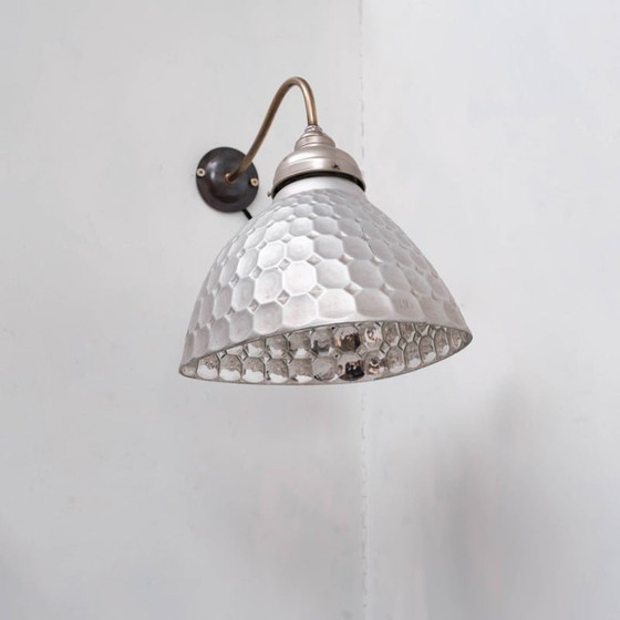 Image 1 of Pair of vintage Mercury glass wall lamps, France 1930s