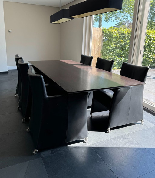 Bert Plantagie Column Table Hidden Includes 6 Leather Chairs