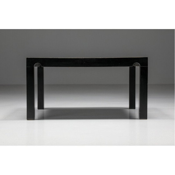 Image 1 of Tavolino da caffè vintage in acciaio nero e ottone di Emiel Veranneman, Belgio 1970
