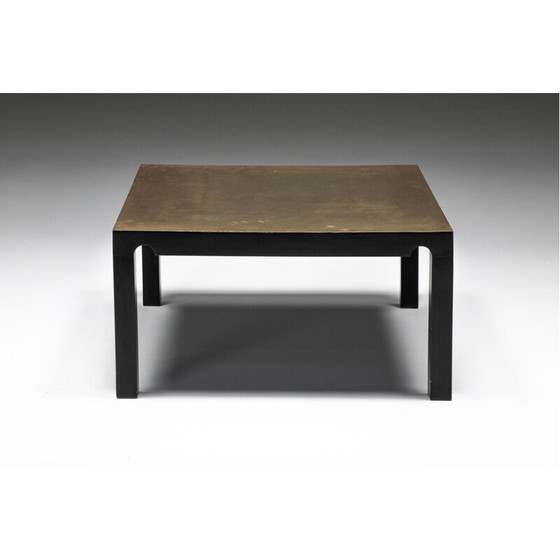 Image 1 of Tavolino da caffè vintage in acciaio nero e ottone di Emiel Veranneman, Belgio 1970