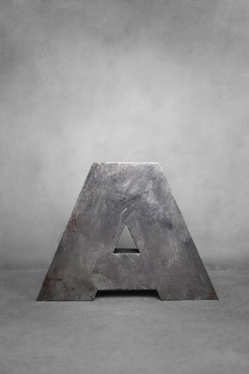 Vintage Large Industrial Polish Metal Letter A, 1950S