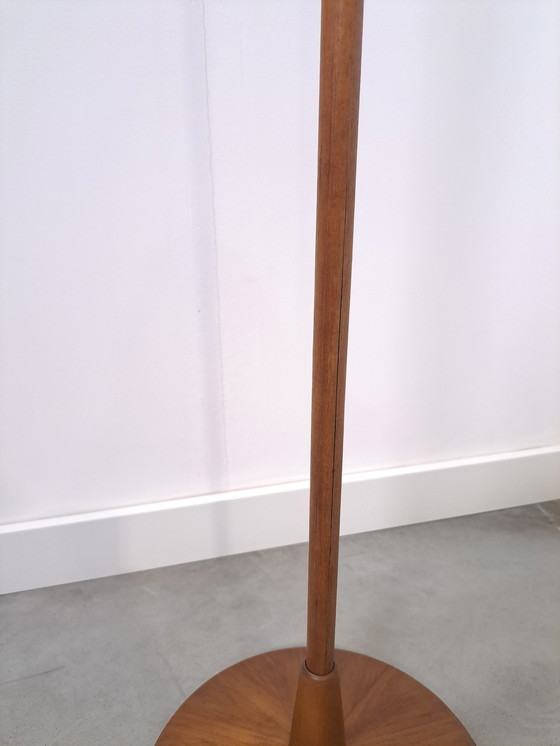 Image 1 of Floor Lamp With Walnut Veneer And Fabric Wire Shade, Floor Lamp