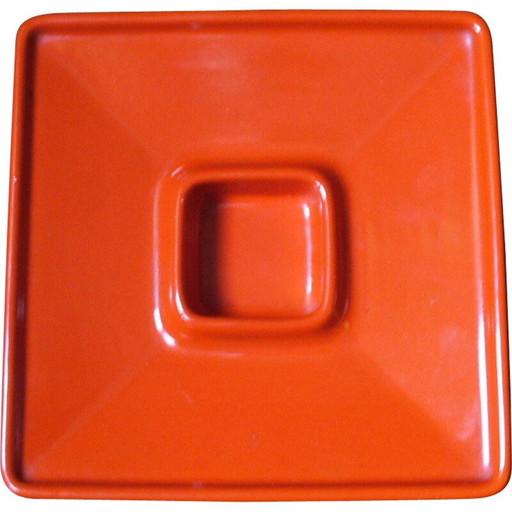 Vintage orange ceramic ashtray by Angelo Mangiarotti, 1965