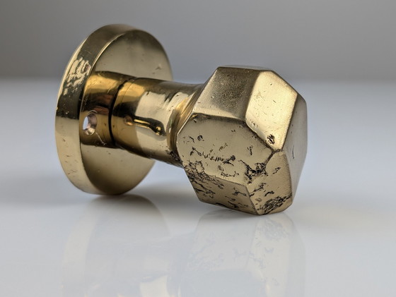 Image 1 of Pair Of Sculptural Brutalist Rotating Bronze Door Knobs, 1970S