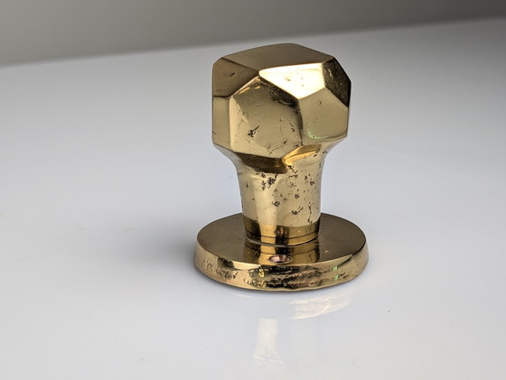 Image 1 of Pair Of Sculptural Brutalist Rotating Bronze Door Knobs, 1970S