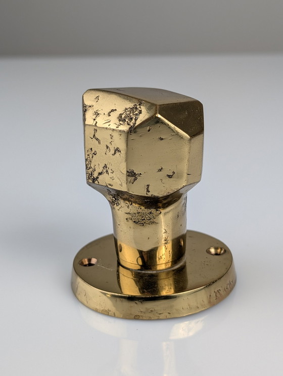 Image 1 of Pair Of Sculptural Brutalist Rotating Bronze Door Knobs, 1970S