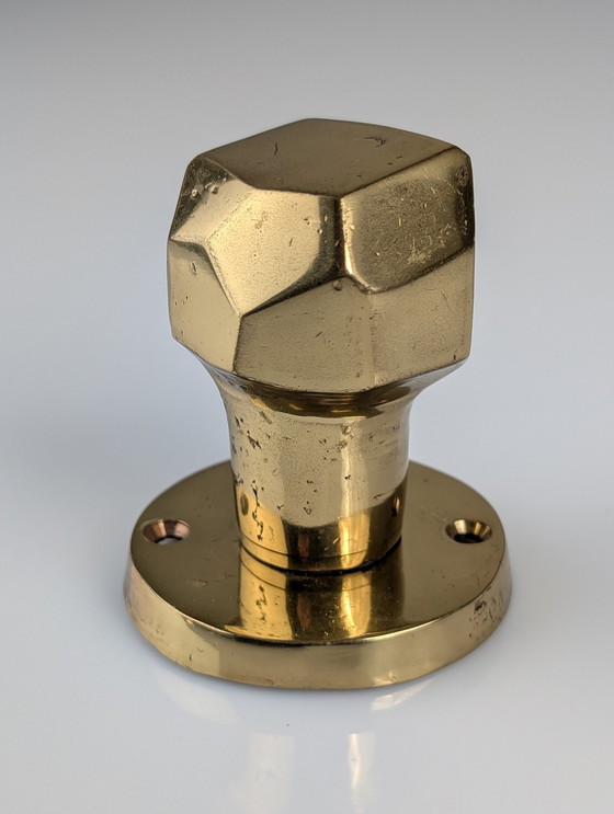 Image 1 of Pair Of Sculptural Brutalist Rotating Bronze Door Knobs, 1970S