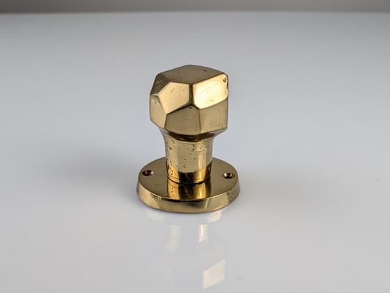 Image 1 of Pair Of Sculptural Brutalist Rotating Bronze Door Knobs, 1970S